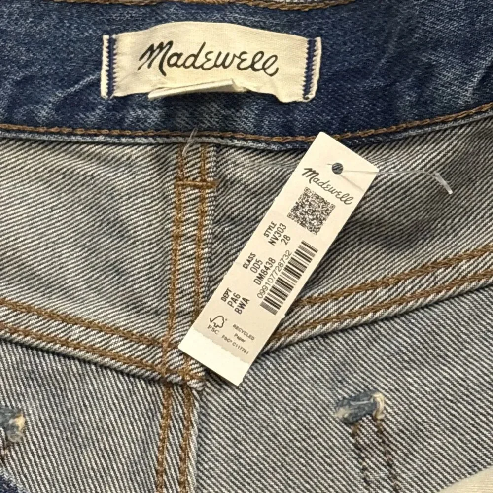 MADEWELL Women’s The Brynn Short Burleson Wash Blue Jean Denim Sz 28 BNWT - Picture 7 of 16
